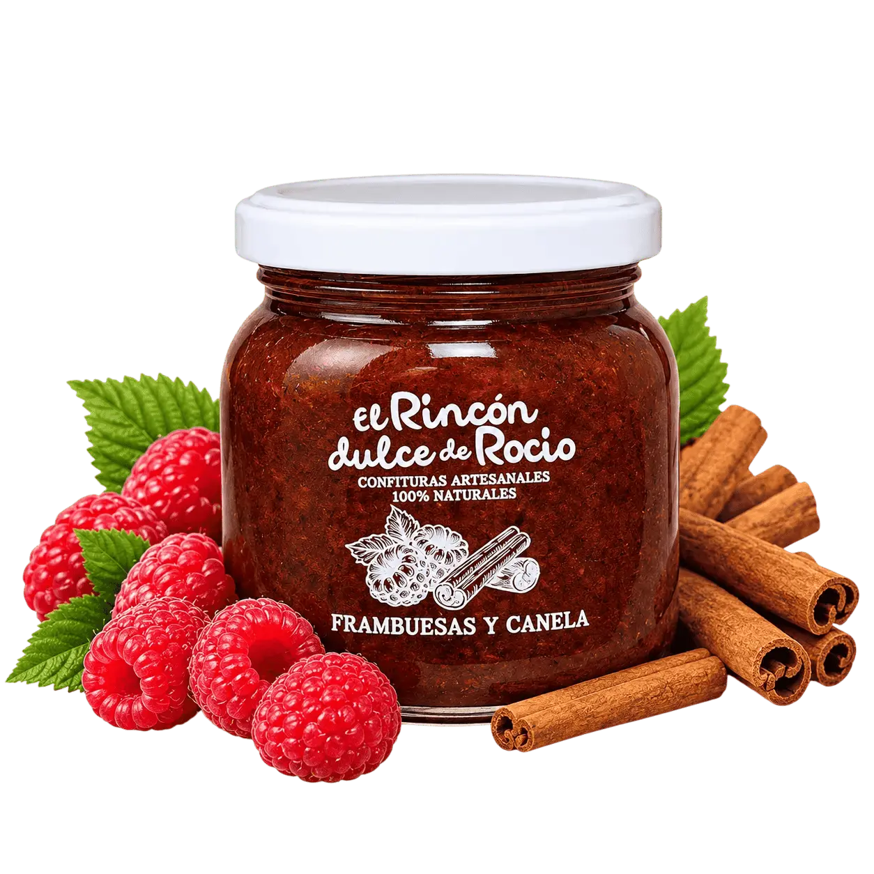 Mermelada artesanal de frambuesa y canela