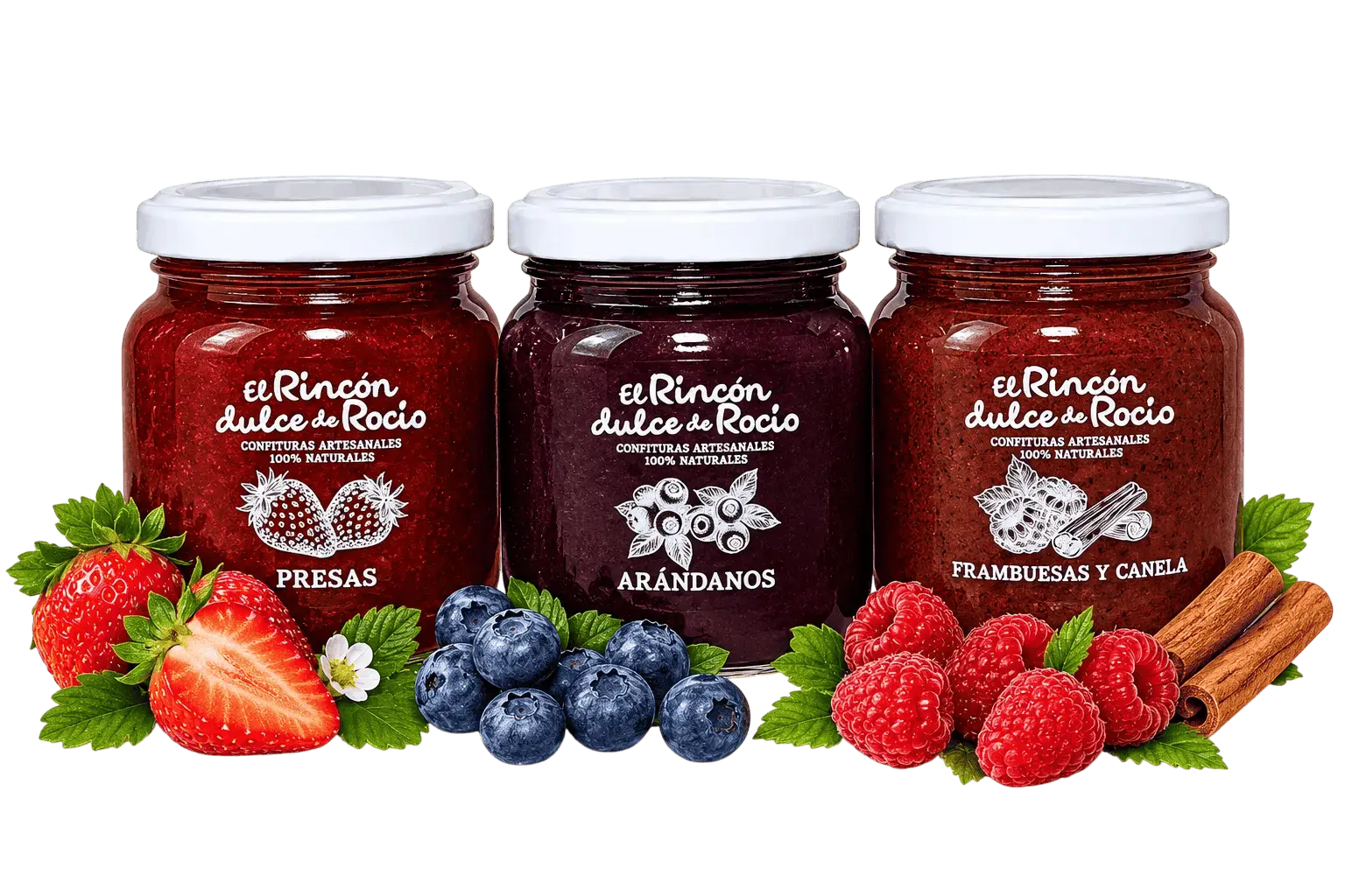 Trío de mermeladas artesanales con frutas freecas
